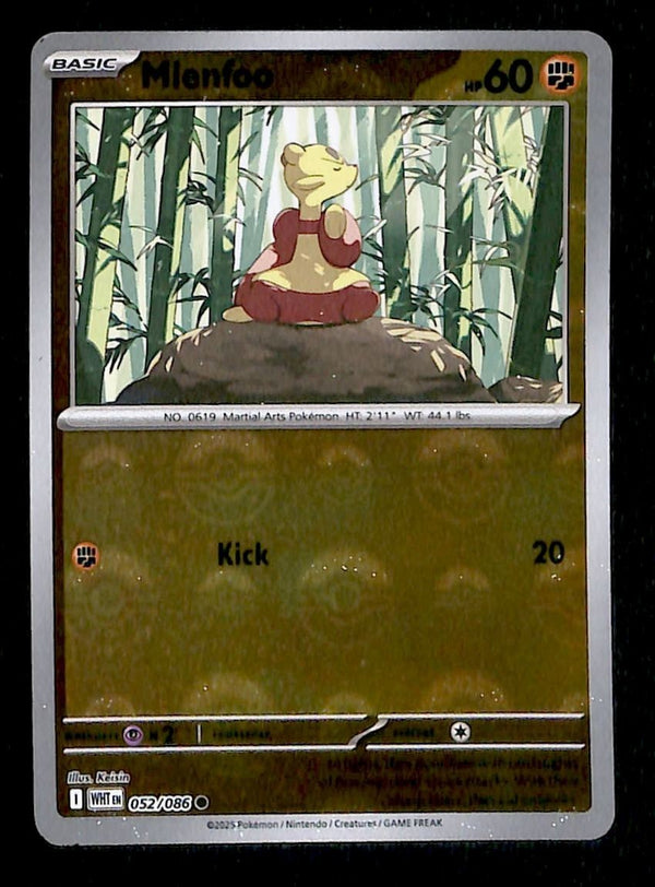 Mienfoo Pokeball Reverse Holo White Flare 052/086, NM Pokemon Card