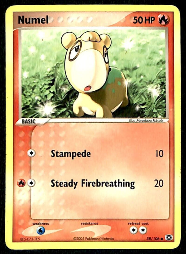Numel Emerald EX, 58/106 Pokemon Card Numel Emerald EX, 58/106 Pokemon Card