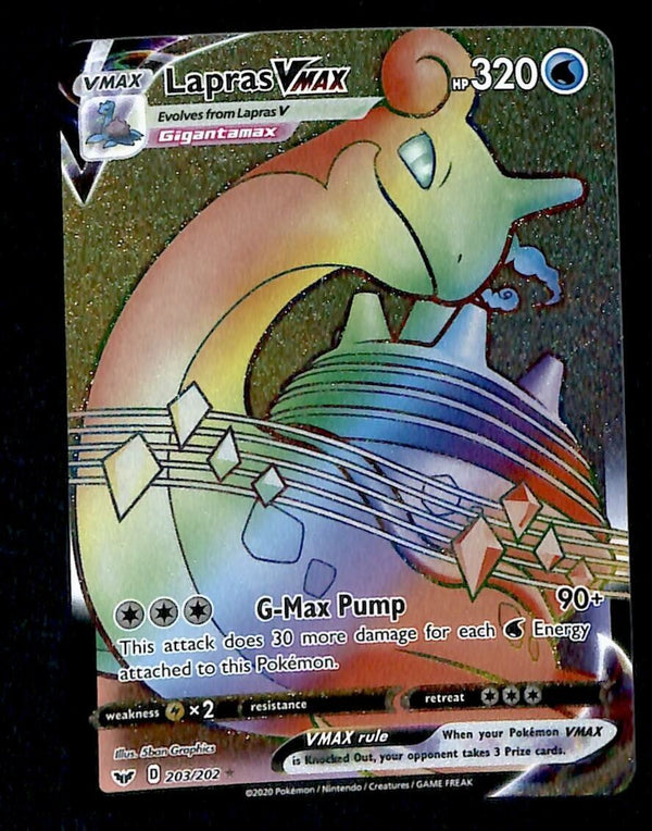 Lapras Vmax Full Art Sword & Shield Base 203/202, NM Pokemon Card