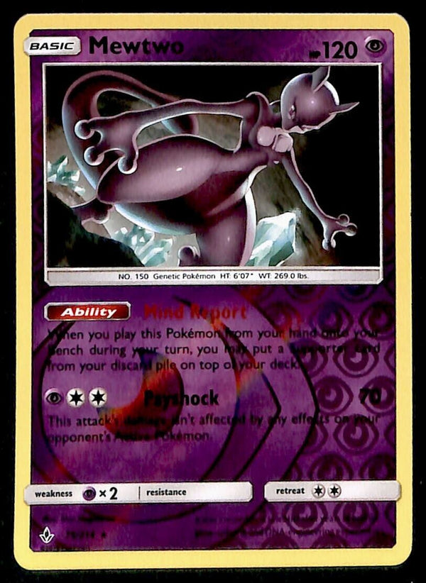 Mewtwo Reverse Holo Unbroken Bonds 75/214, NM Pokemon Card