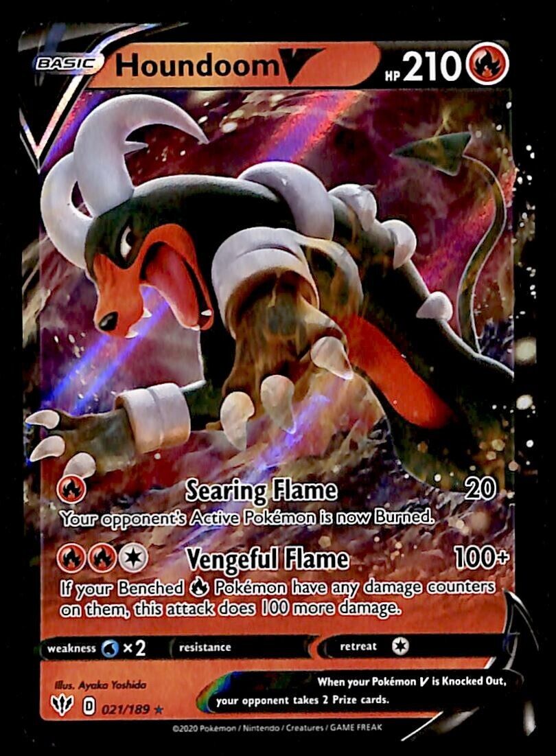 Houndoom V Ultra Rare Darkness Ablaze 021/189, NM Pokemon Card