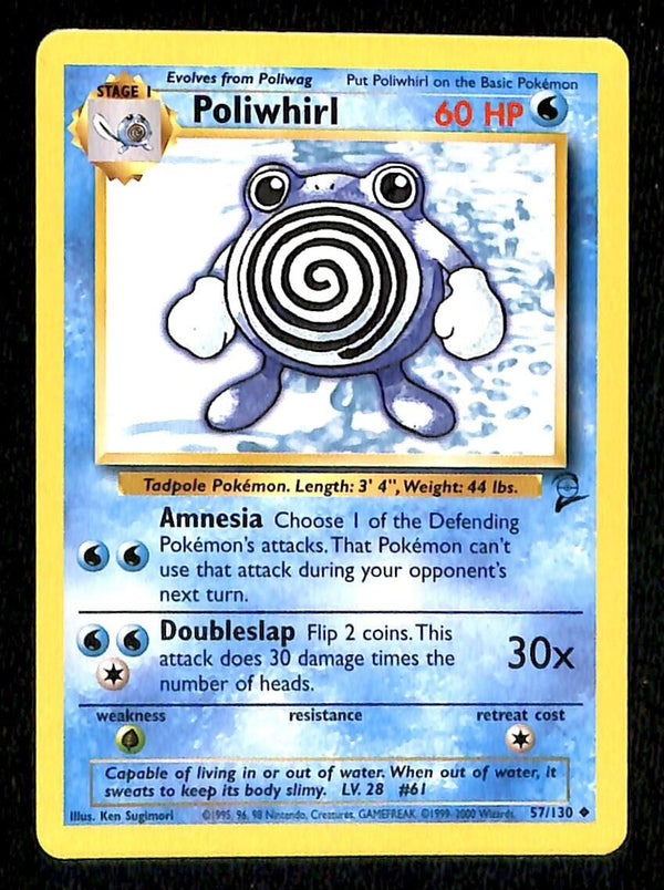 Poliwhirl Base Set 2 NM, 57/130 Pokemon Card