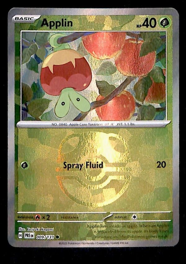 Applin Master Ball Prismatic Evolutions 009/131, NM Pokemon Card