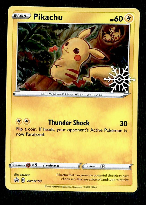 Pikachu Holo Snowflake Stamp Black Star Promo SWSH153, NM Pokemon Card