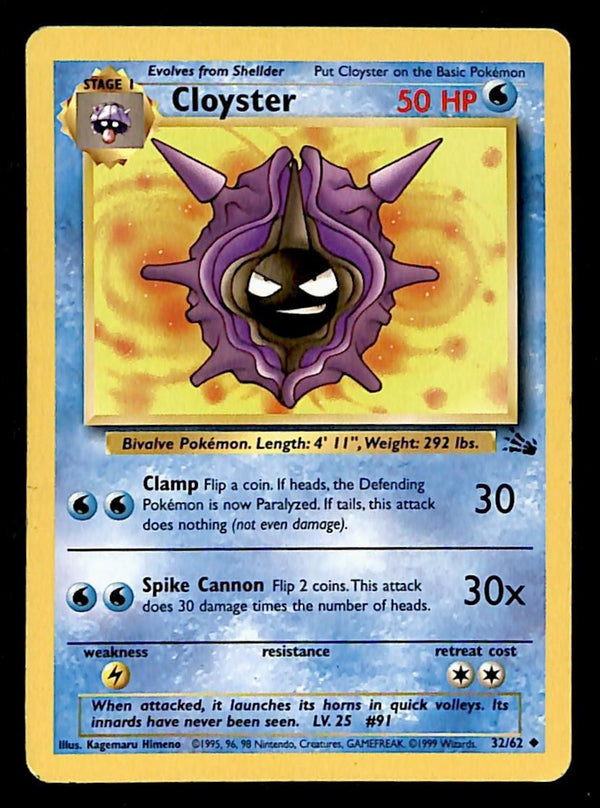Cloyster Fossil MP, 32/62 Pokemon Card