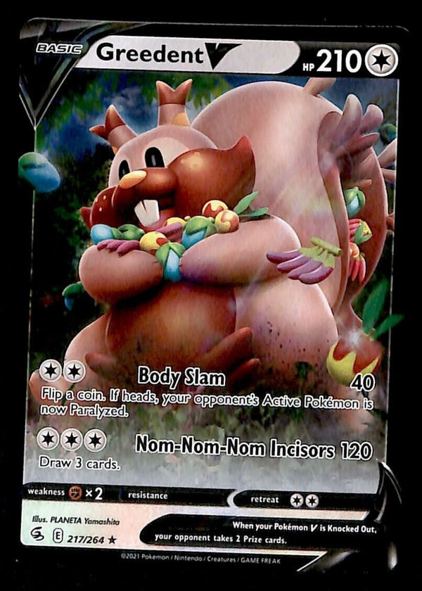 Greedent V Ultra Rare Fusion Strike 217/264, NM Pokemon Card Greedent V Ultra Rare Fusion Strike 217/264, NM Pokemon Card