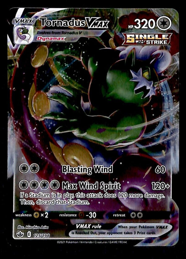 Tornadus VMAX Ultra Rare Chilling Reign 125/198, NM Pokemon Card Tornadus VMAX Ultra Rare Chilling Reign 125/198, NM Pokemon Card