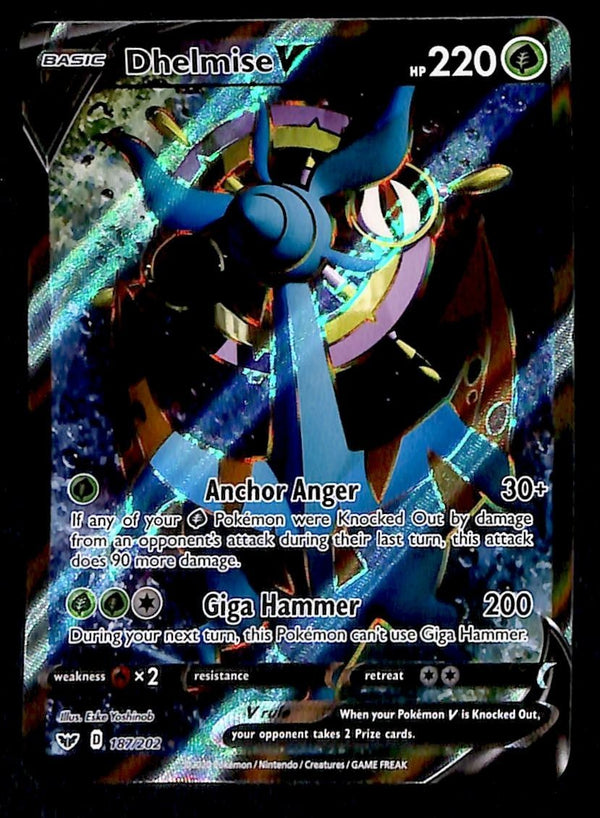 Dhelmise V Full Art Sword & Shield 187/202, EX Pokemon Card