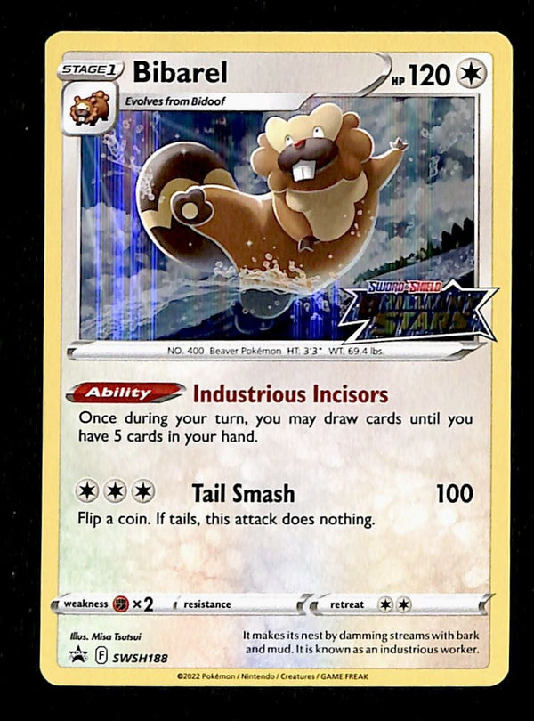 Bibarel Holo Brilliant Stars Stamp Black Star Promo SWSH188, NM Pokemo Bibarel Holo Brilliant Stars Stamp Black Star Promo SWSH188, NM Pokemo