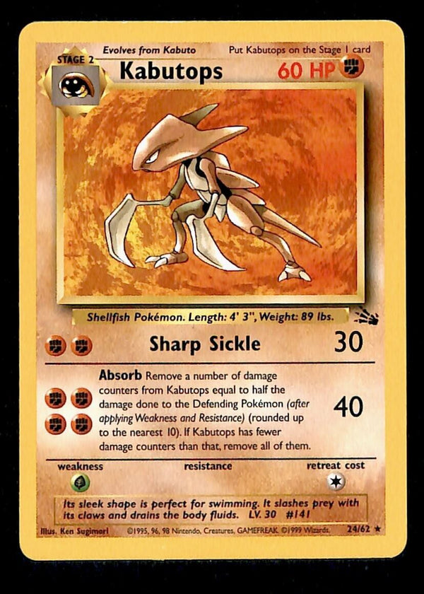 Kabutops Fossil EX 24/62 Pokemon Card