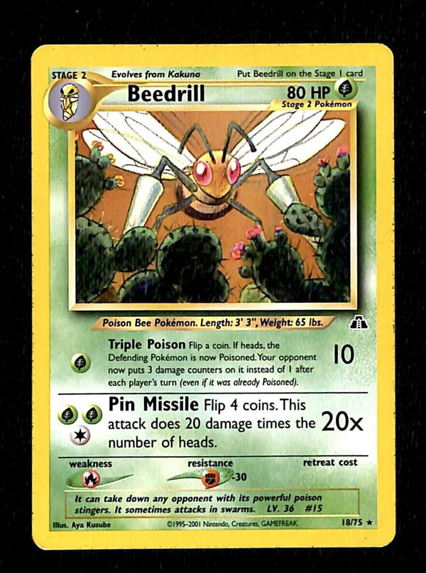 Beedrill Neo Discovery EX, 18/75 Pokemon Card.