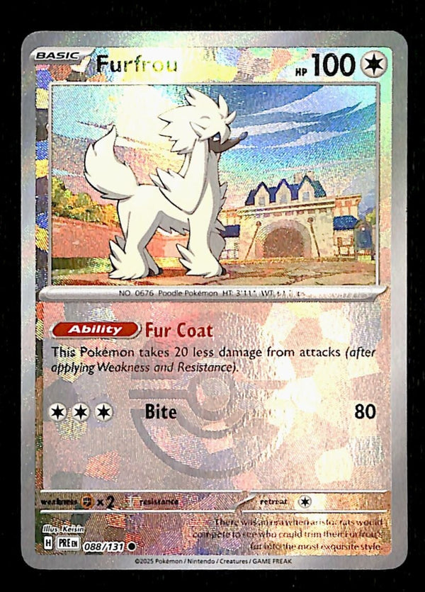 Furfrou Pokeball Ball Reverse Prismatic Evoloutions 088/131, NM Pokemon Card