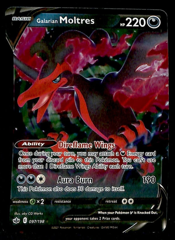 Moltres V Ultra Rare Chilling Reign 097/264, NM Pokemon Card