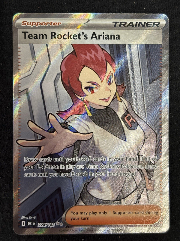 Team Rockets Ariana Full Art Trainer 224/182 Destined Rivals Pokemon Card NM