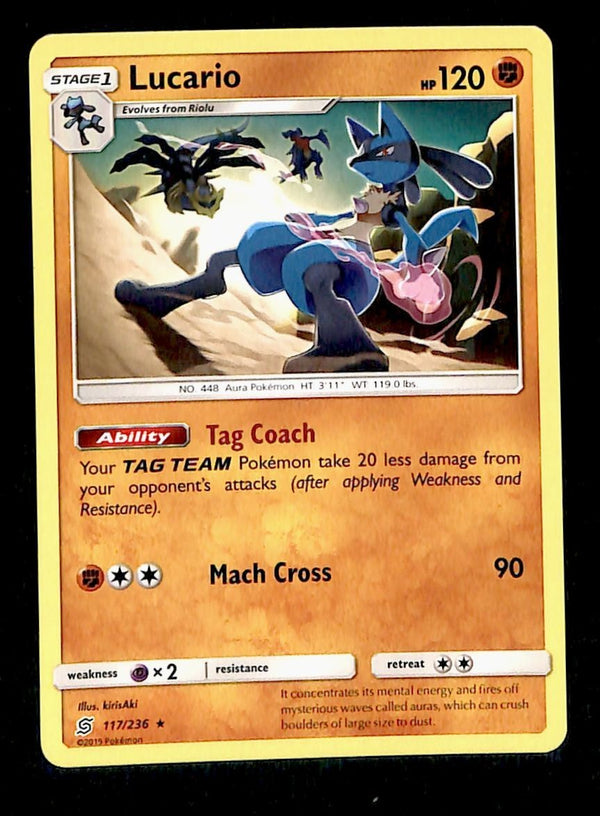 Lucario Unified Minds 117/236, NM Pokemon Card