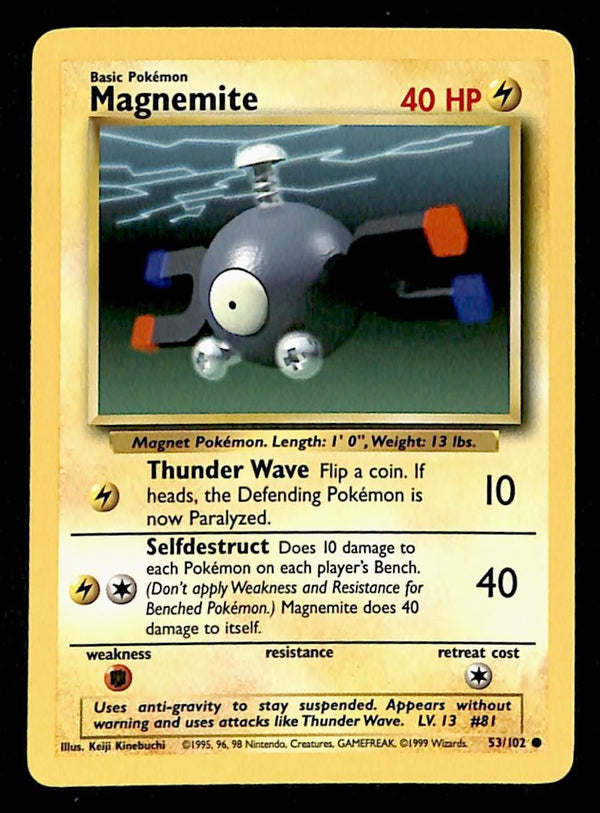 Magnemite Base Set 1999 Unlimited Print NM, 53/102 Pokemon Card.