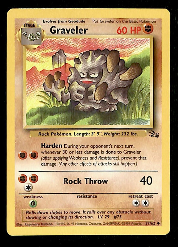 Graveler Fossil LP, 37/62 Pokemon Card