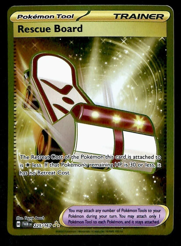 Rescue Board Gold Card Twilight Masquerade 225/167, NM Pokemon Card