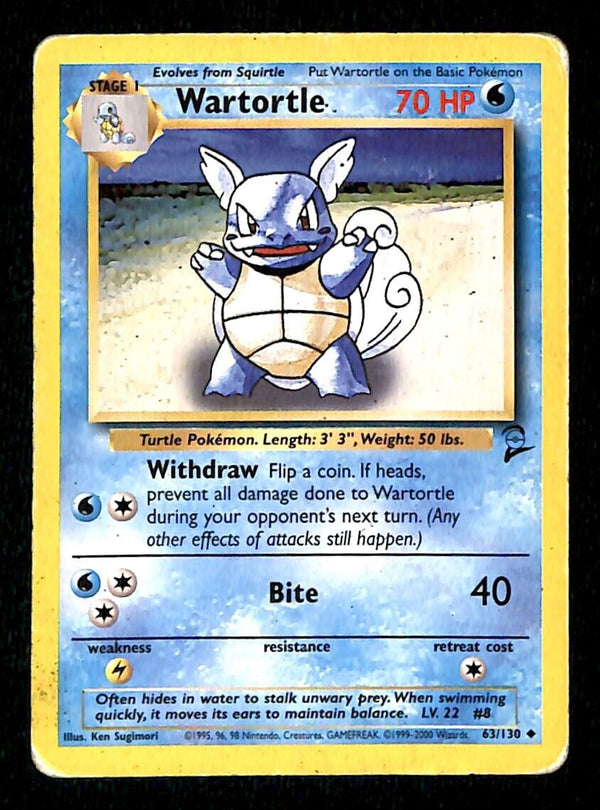 Wartortle Base Set 2 VG, 63/130 Pokemon Card