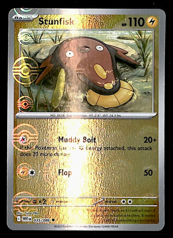 Stunfisk Pokeball White Flare 035/086, NM Pokemon Card