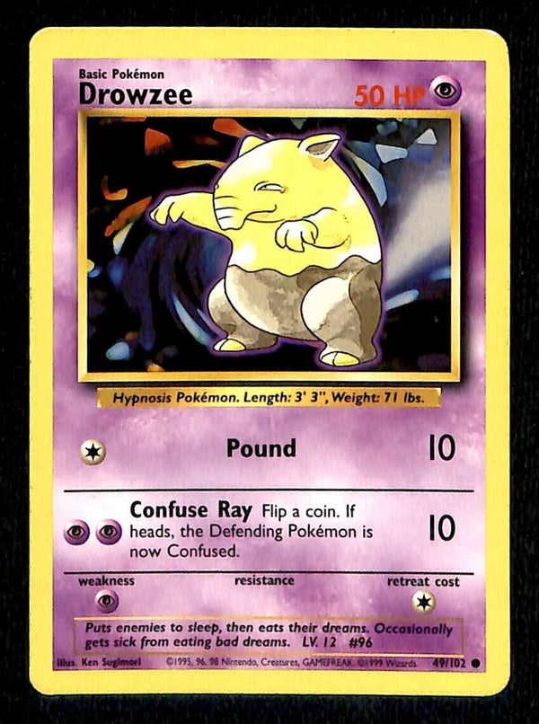 Drowzee Base Set 1999 Unlimited Print NM, 49/102 Pokemon Card.