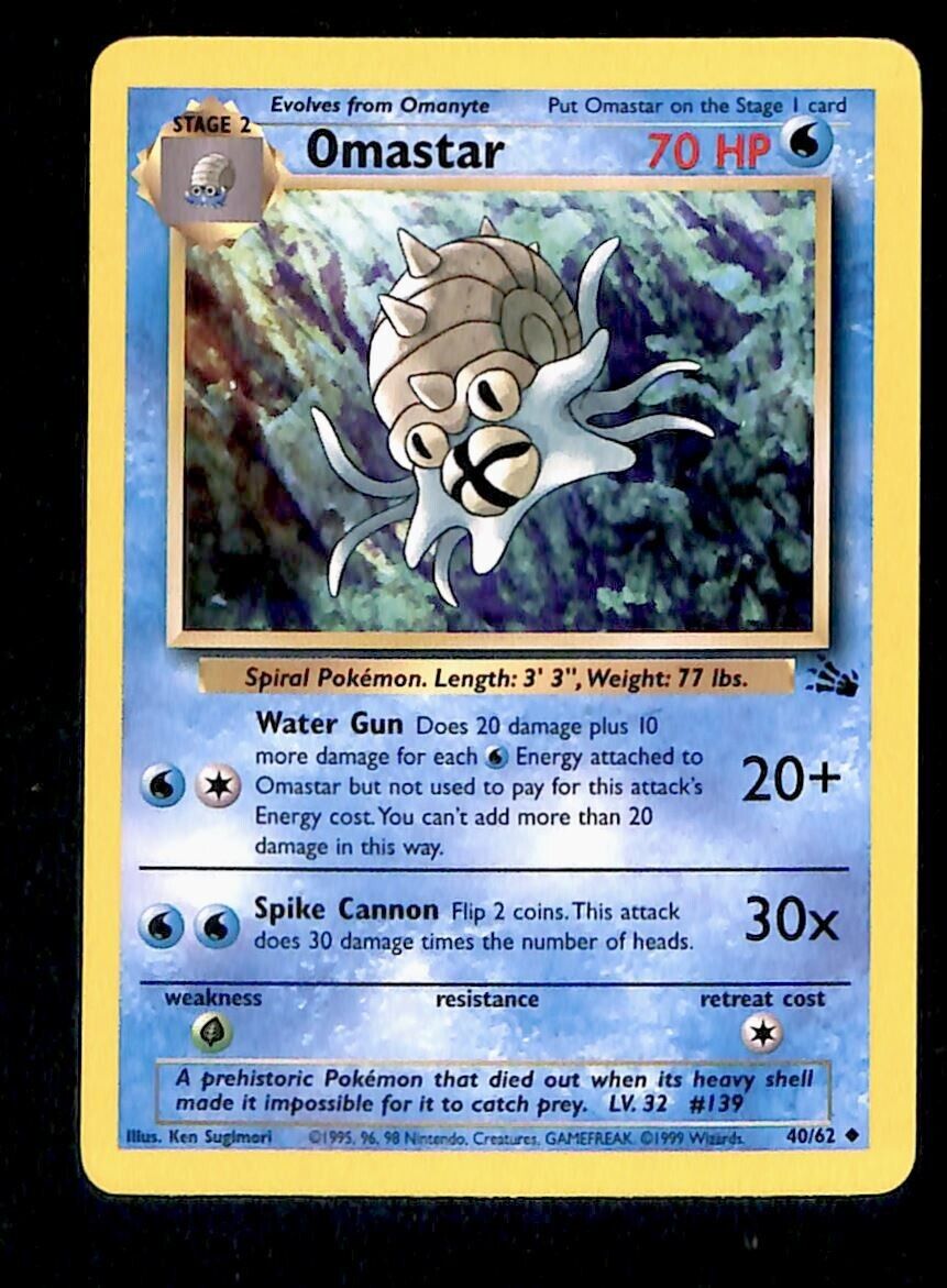 Omastar Fossil NM 40/62 Pokemon Card