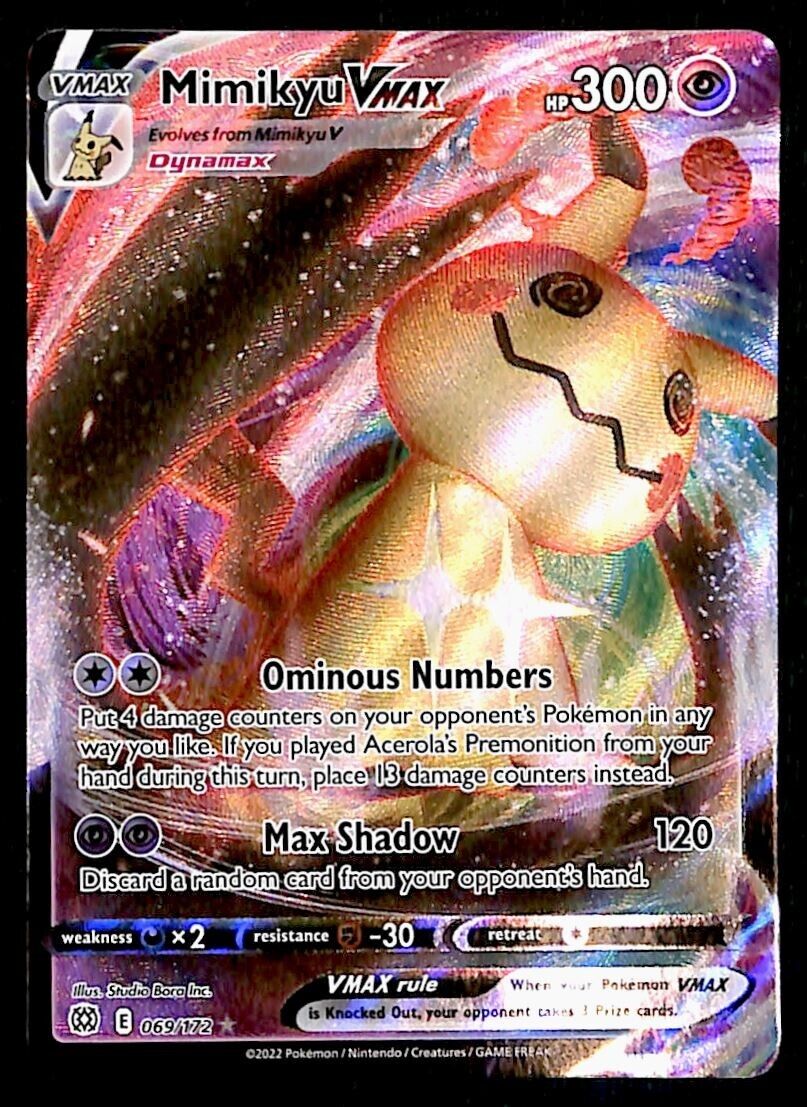 Mimikyu Vmax Full Art Ultra Rare Brilliant Stars 069/172, NM Pokemon Card