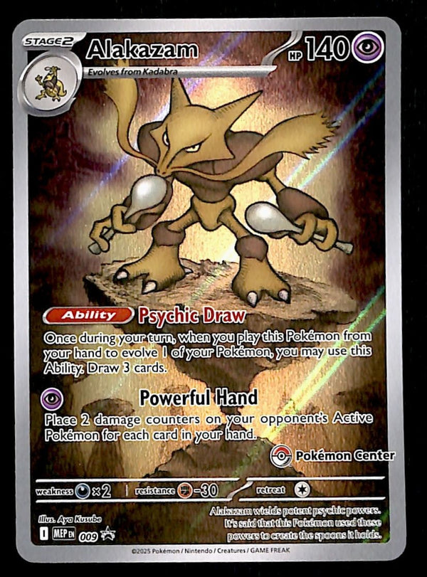 Alakazam Full Art Promo Mega Evolution MEP 009 Pokemon Center, NM Pokemon Card