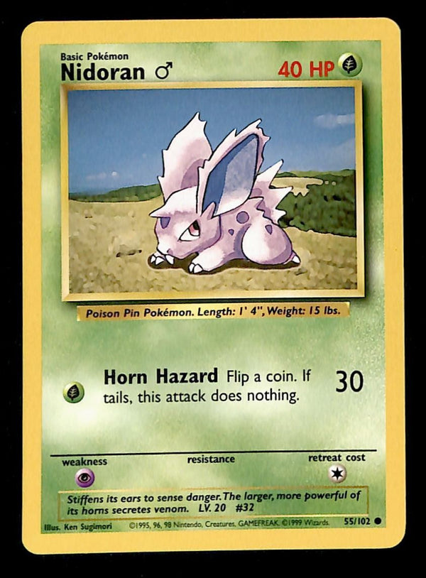 Nidoran Base Set 1999 Unlimited Print NM, 55/102 Pokemon Card.
