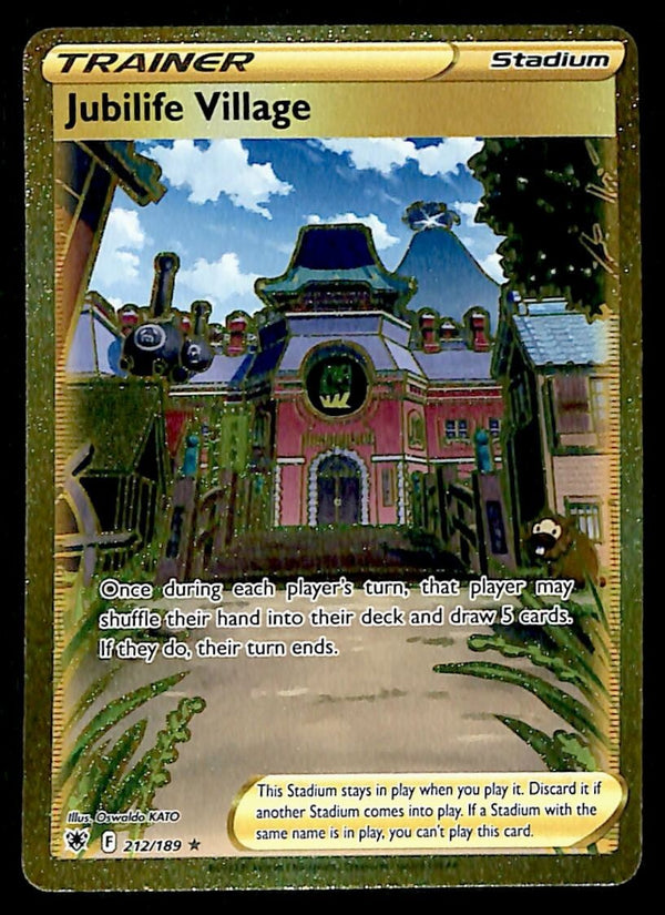 Jubilife Village Gold Card Rare Astral Radiance 212/189, NM Pokemon Card