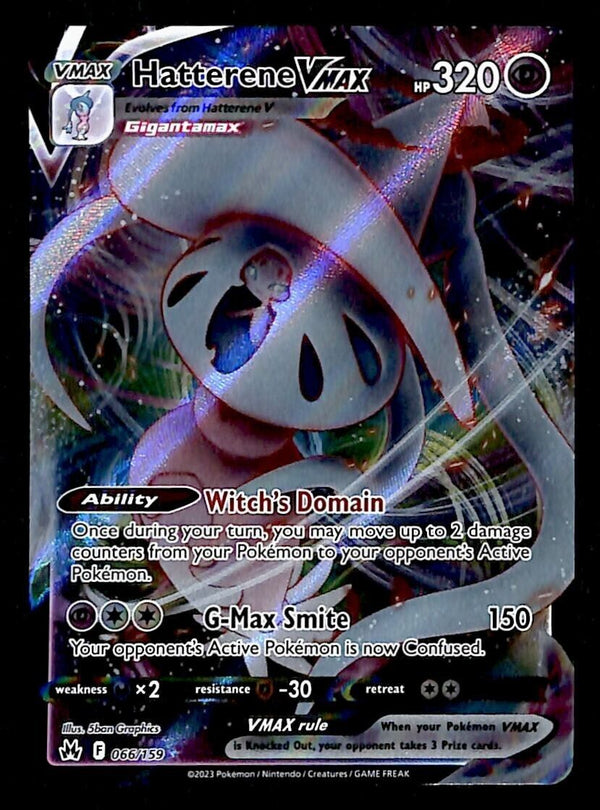 Hatterene Vmax Crown Zenith  066/159, NM Pokemon Card