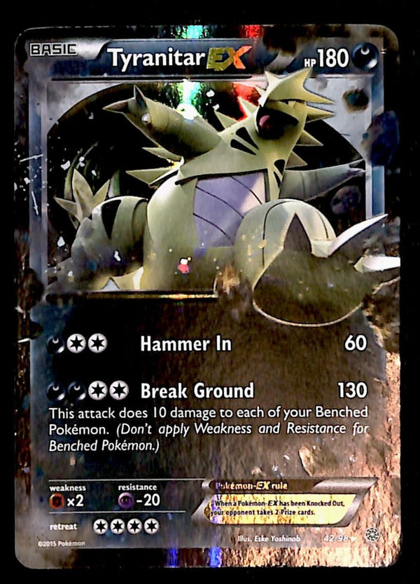 Tyranitar EX Ultra Rare Ancient Origins 42/98, VG Pokemon Card Tyranitar EX Ultra Rare Ancient Origins 42/98, VG Pokemon Card