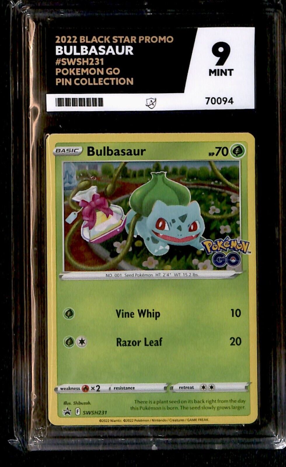 Bulbasaur Pokemon GO Promo ACE 9, SWSH231 Pokemon Card.