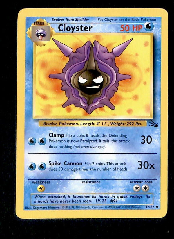 Cloyster Fossil NM 32/62 Pokemon Card