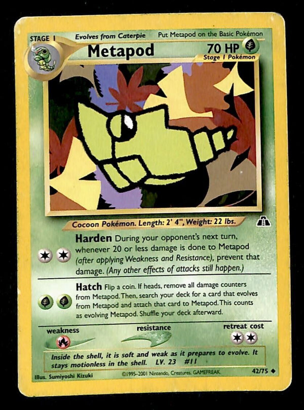 Metapod Neo Discovery VG, 42/75 Pokemon Card.