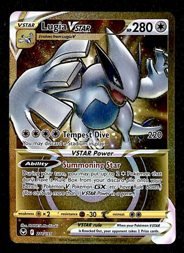 Lugia Vstar Gold Card Silver Tempest 211/195, NM Pokemon Card