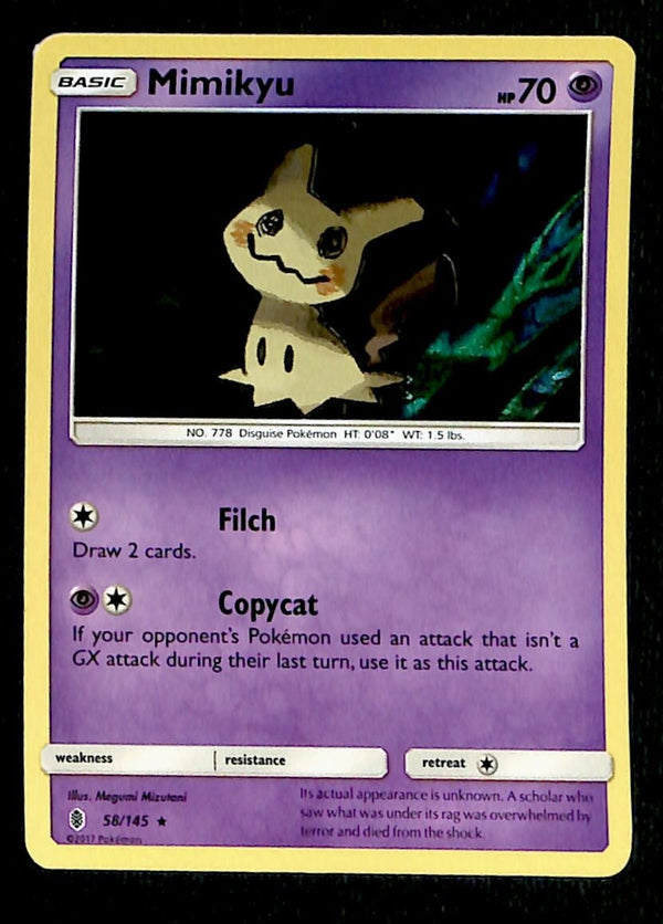 Mimikyu Holo Guardians Rising 58/145, EX Pokemon Card
