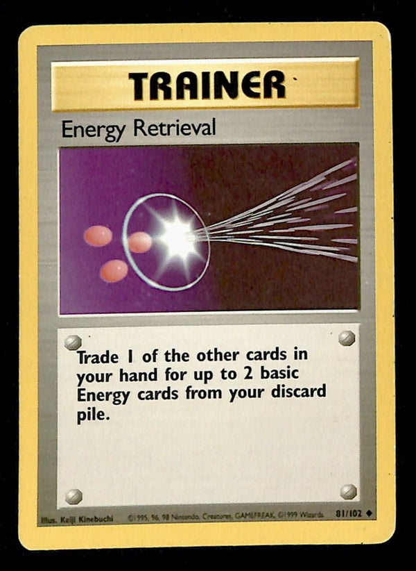 Energy Retrieval Base Set 1999 Unlimited Print LP, 81/102 Pokemon Card.