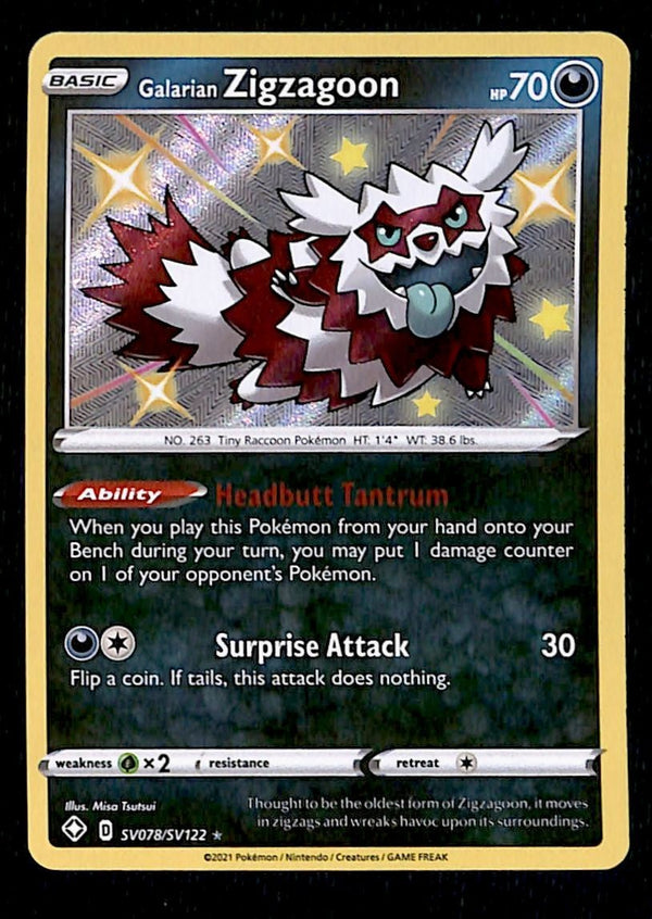 Shiny Galarian Shining Fates SV078/SV122, NM Pokemon Card