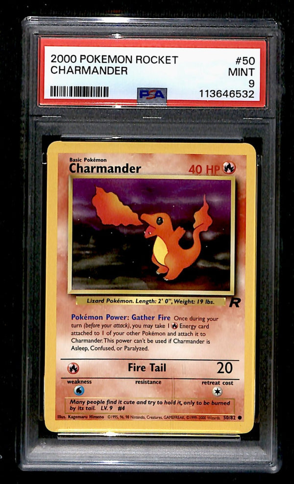 Charmander 2000 Team Rocket 50/82, PSA 9 Pokemon Card
