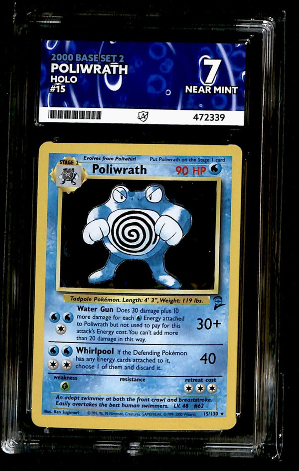 Poliwrath Holo Base Set 2  15/130, ACE 7 Pokemon Card