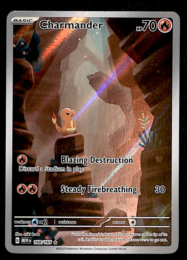 Charmander Illustration Rare Scarlet & Violet 151 168/165, NM Pokemon Card
