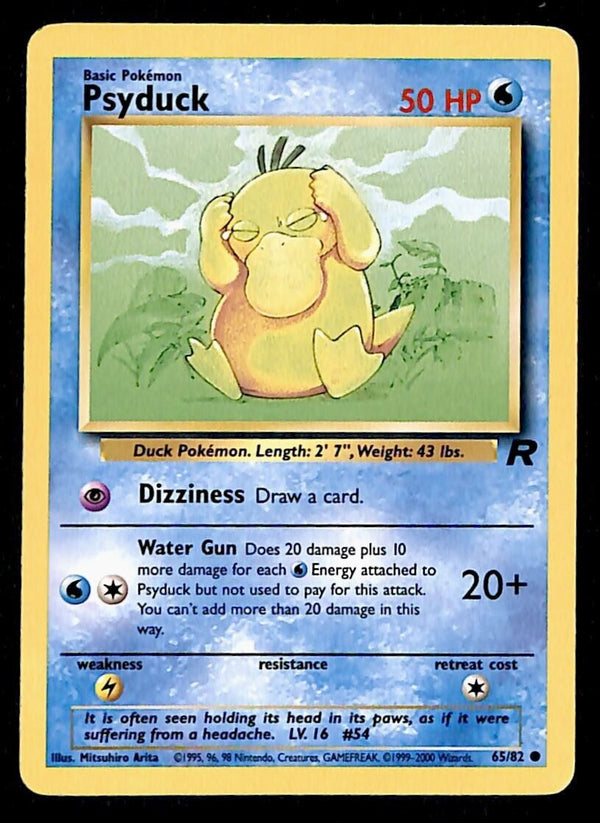 Psyduck Team Rocket EX, 65/82 Pokemon Card. Psyduck Team Rocket EX, 65/82 Pokemon Card.