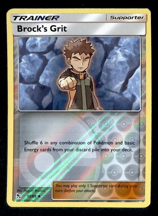 Brocks Grit Reverse Holo Hidden Fates 53/68, NM Pokemon Card