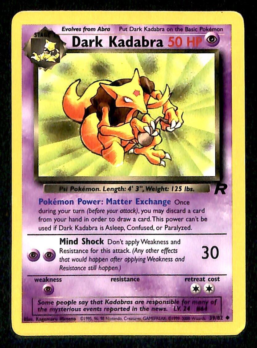 Dark Kadabra Team Rocket EX, 39/82 Pokemon Card.