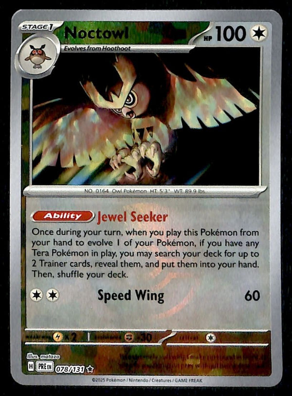 Noctowl Pokeball Prismatic Evoloutions 078/131, NM Pokemon Card
