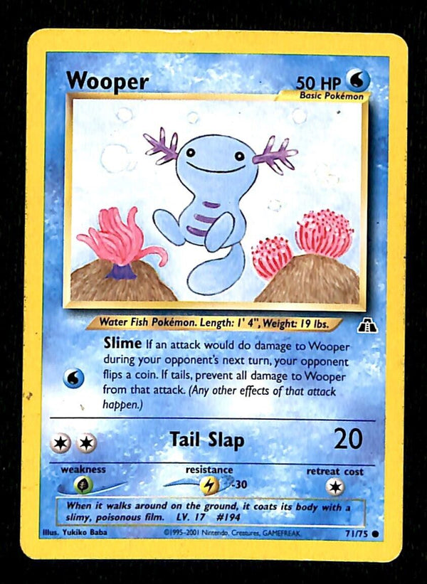 Wooper Neo Discovery VG, 71/75 Pokemon Card.