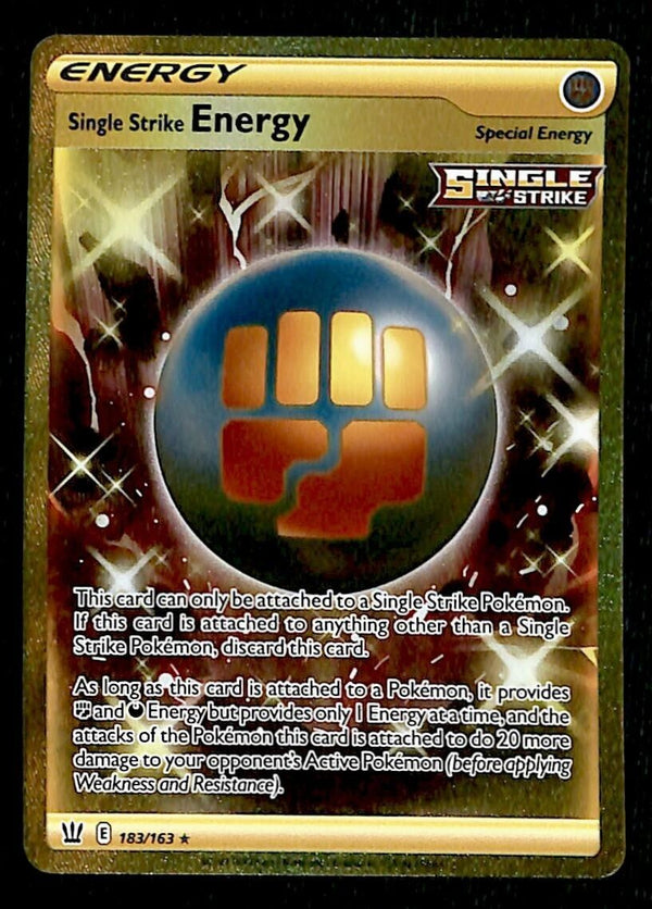Single Strike Energy Gold Secret Rare Battle Styles 183/163, NM Pokemo Single Strike Energy Gold Secret Rare Battle Styles 183/163, NM Pokemo