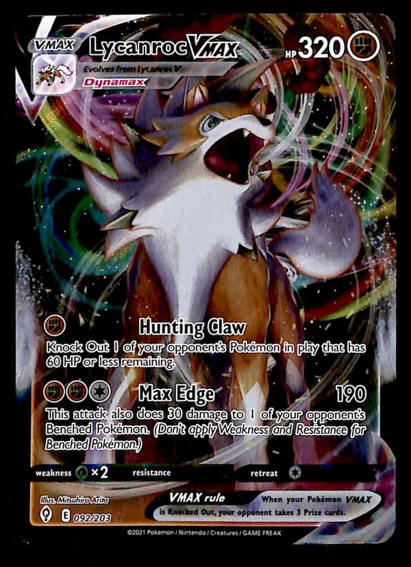 Lycanroc VMAX Evolving Skies 092/203, NM Pokemon Card