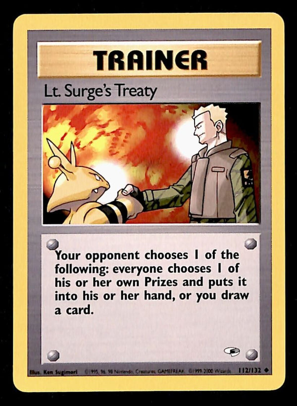 Lt, Surge's Treaty Gym Heroes NM, 112/132 Pokemon Card.